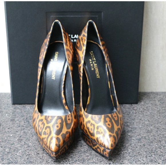 YVES SAINT LAURENT YSL JANIS 105 PLATFORM Animal Print HEELS - Picture 2 of 6